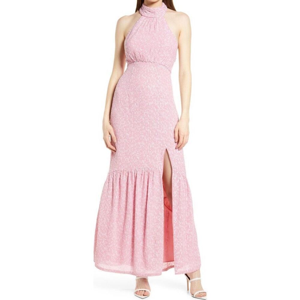 Saylor Audie Sequin Halter Maxi Dress